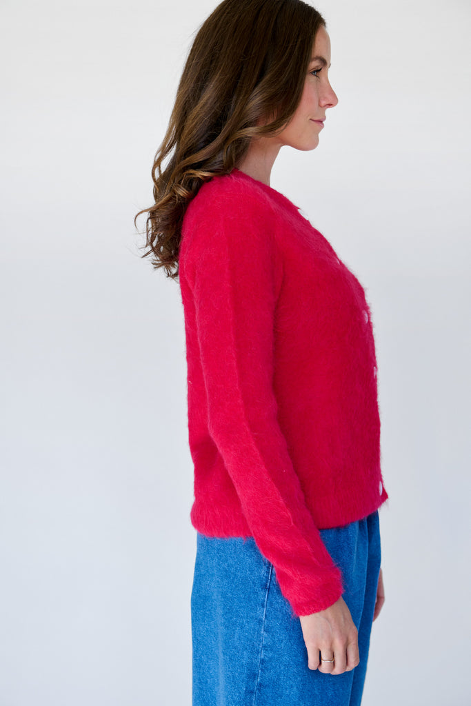 Red Brushed Cardigan