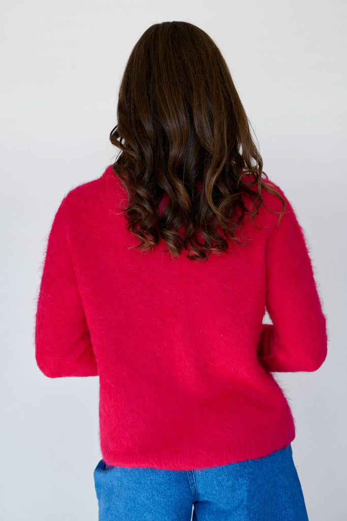 Red Brushed Cardigan