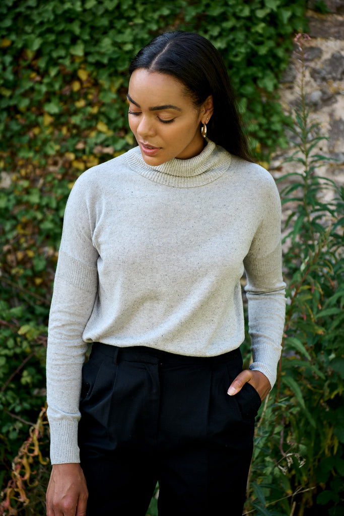 Shell Grey Nep Jack Fine Roll neck