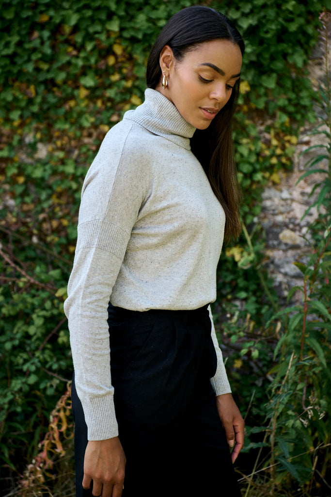 Shell Grey Nep Jack Fine Roll neck