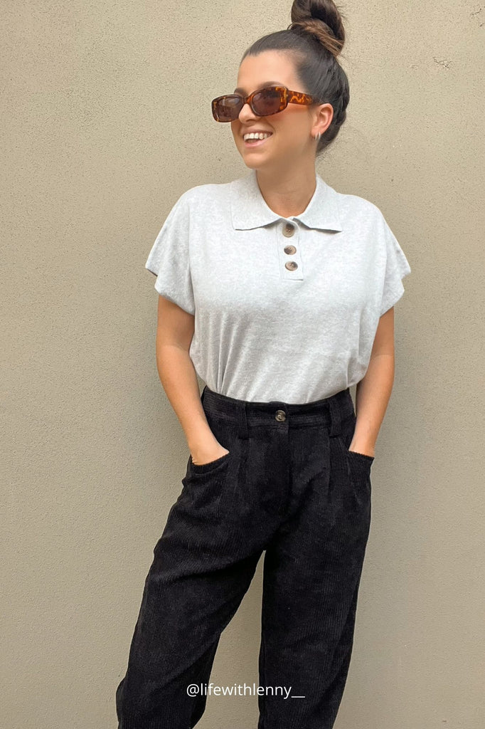 Light Grey Marle Polo T Shirt