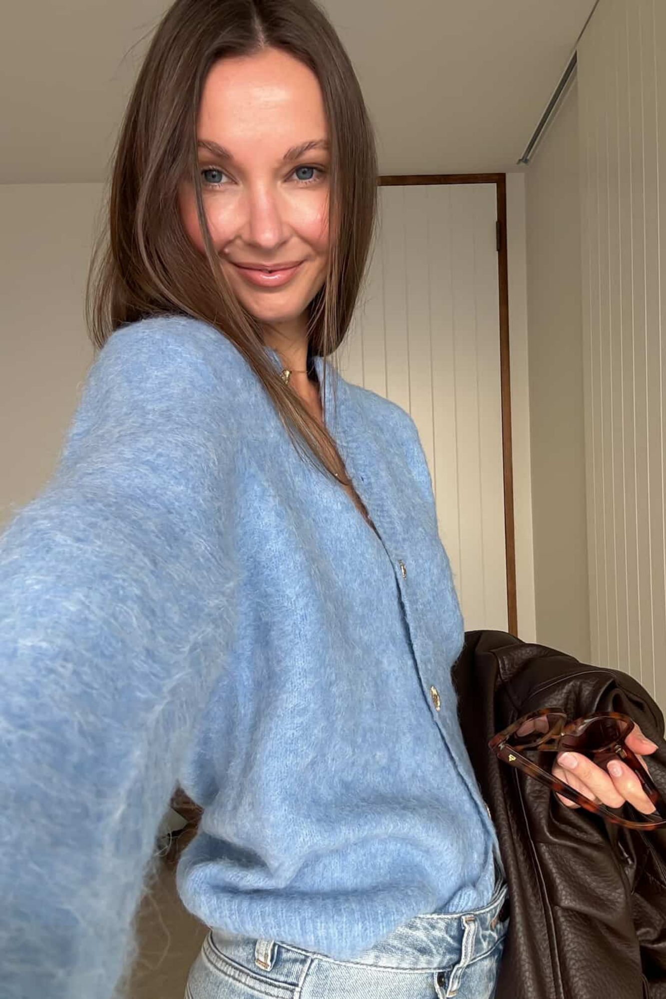 Blue Brushed Cardigan