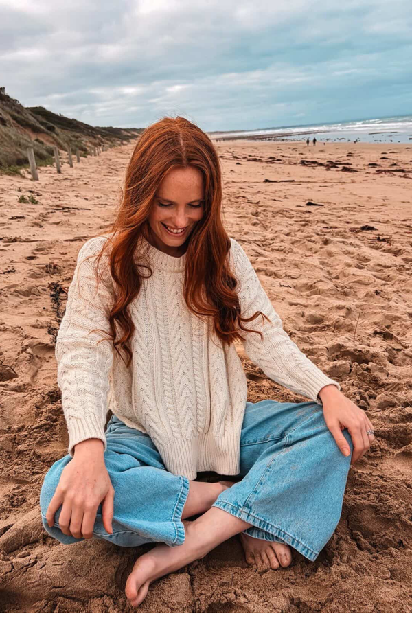 Ivory Soft Touch Cable Pullover