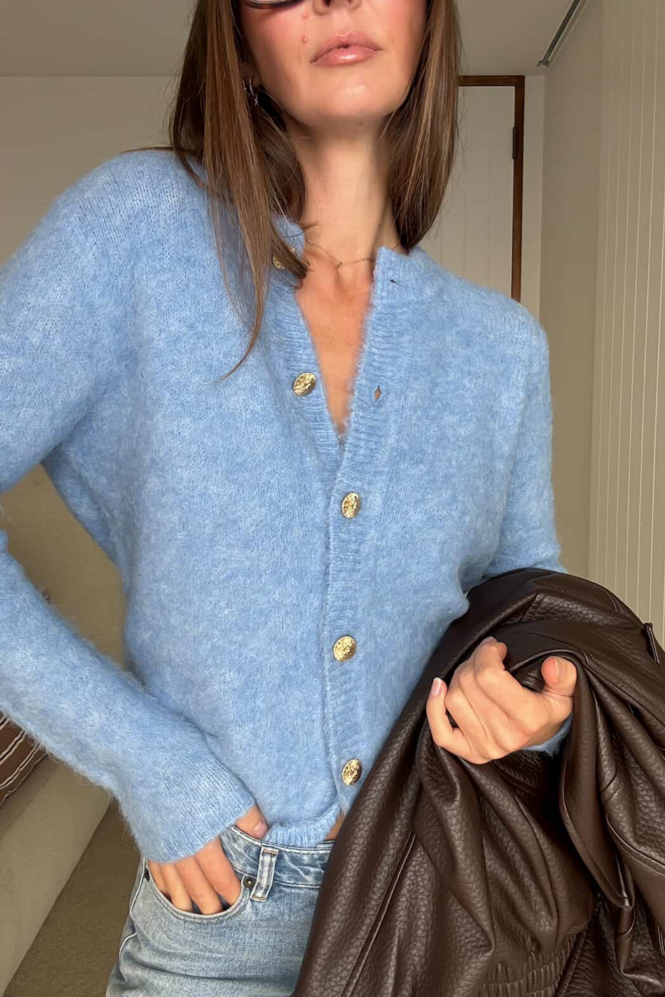 Blue Brushed Cardigan