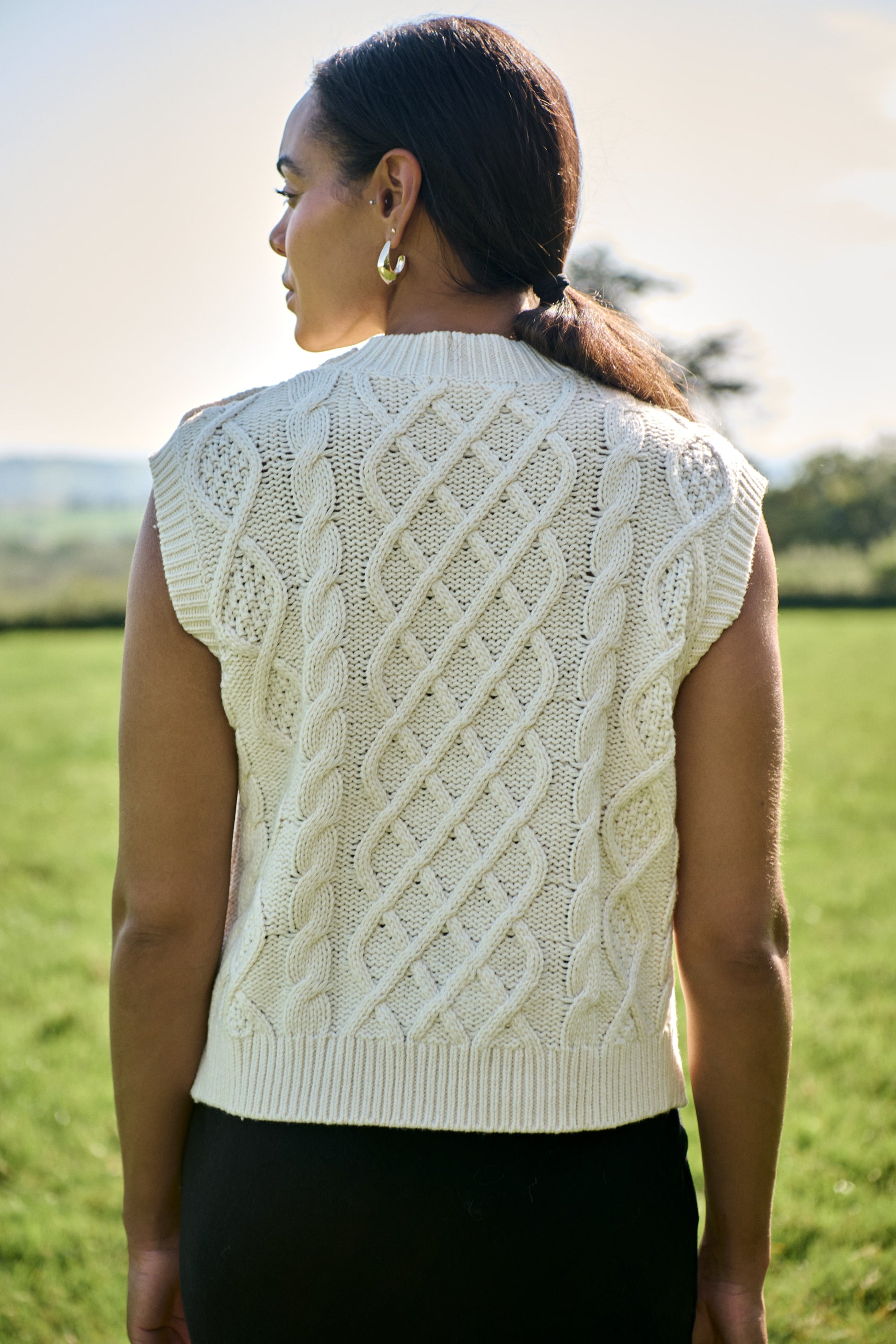 Ivory Cable Button Vest