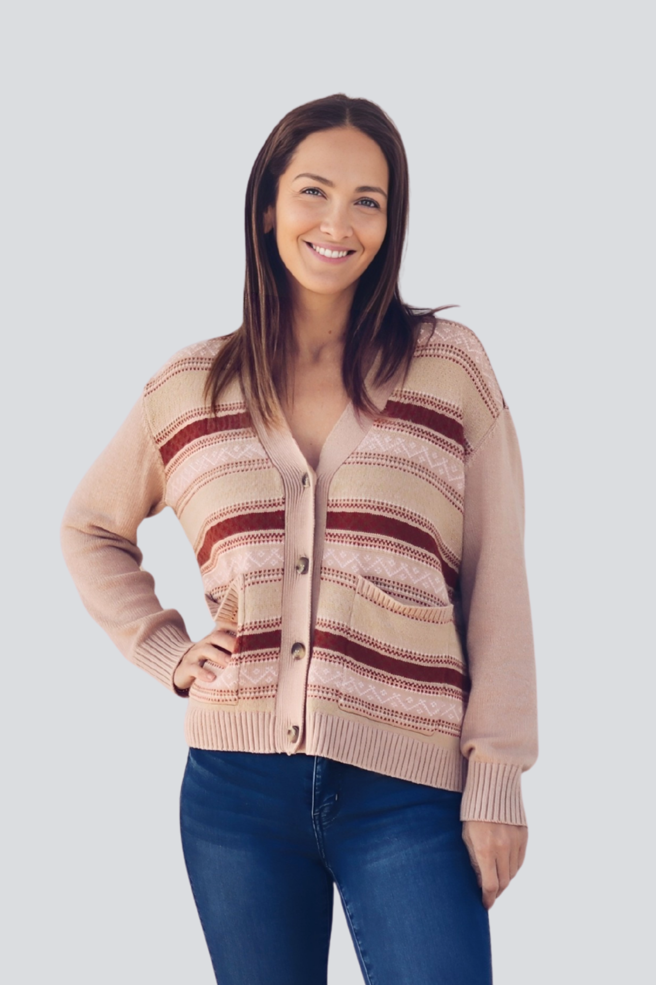 Oat Fairisle Button Down Cardigan