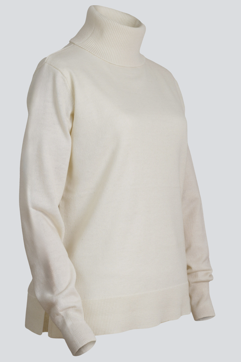 Ivory Merino Fine Roll Neck