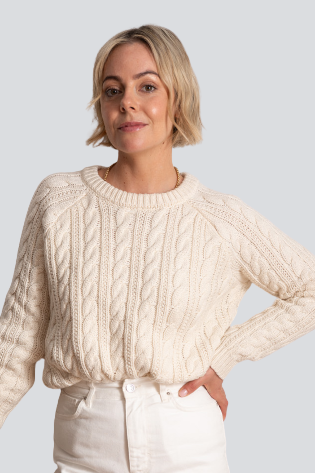 Ivory Chloe Cable Pullover