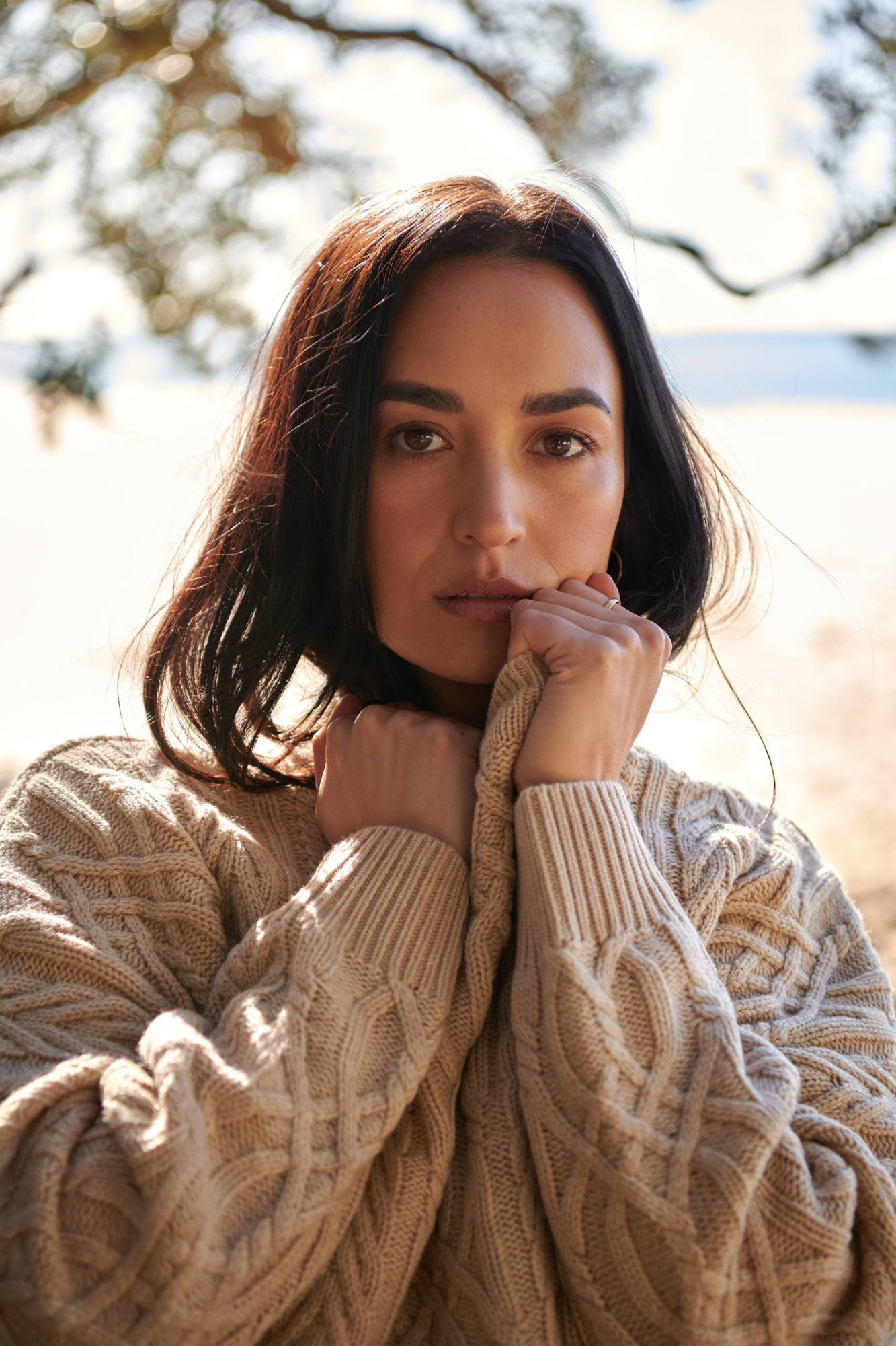 Pale Oat Merino Soft Touch Cable Pullover