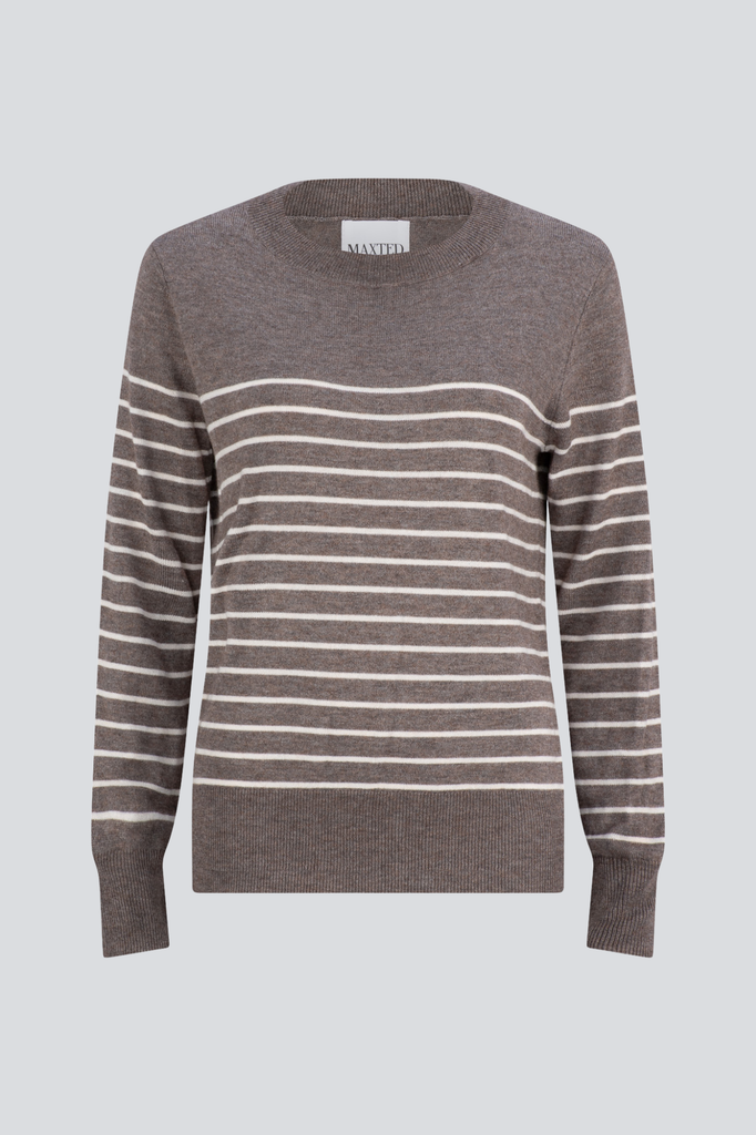 Toast/Oatmeal Stripe Fine Knit Pullover