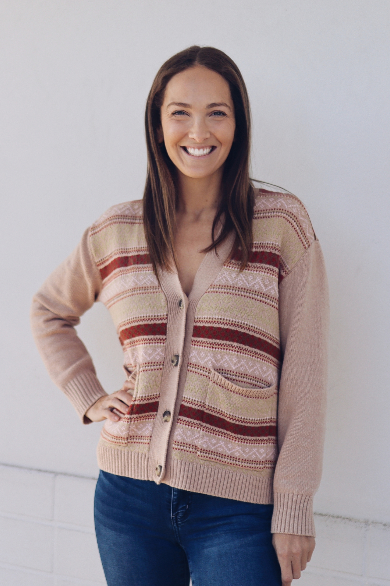 Oat Fairisle Button Down Cardigan