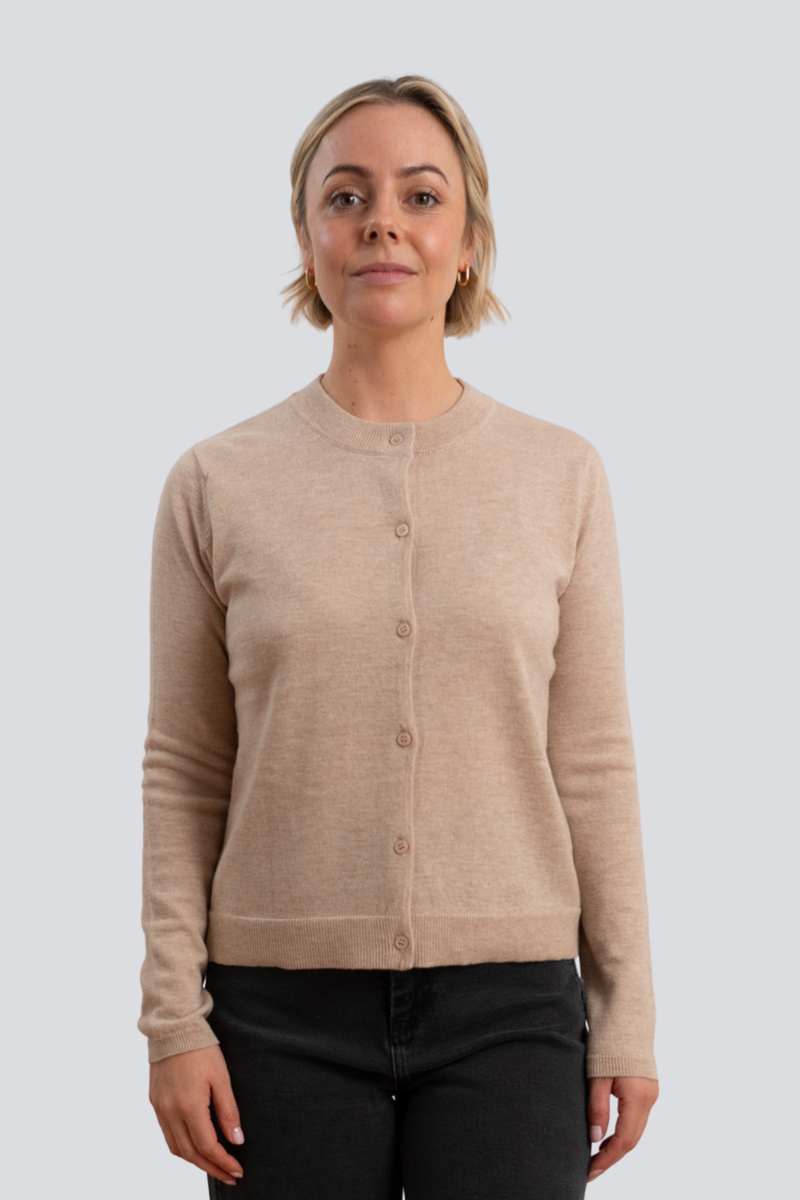 Pale Oat Merino Fine Cardigan