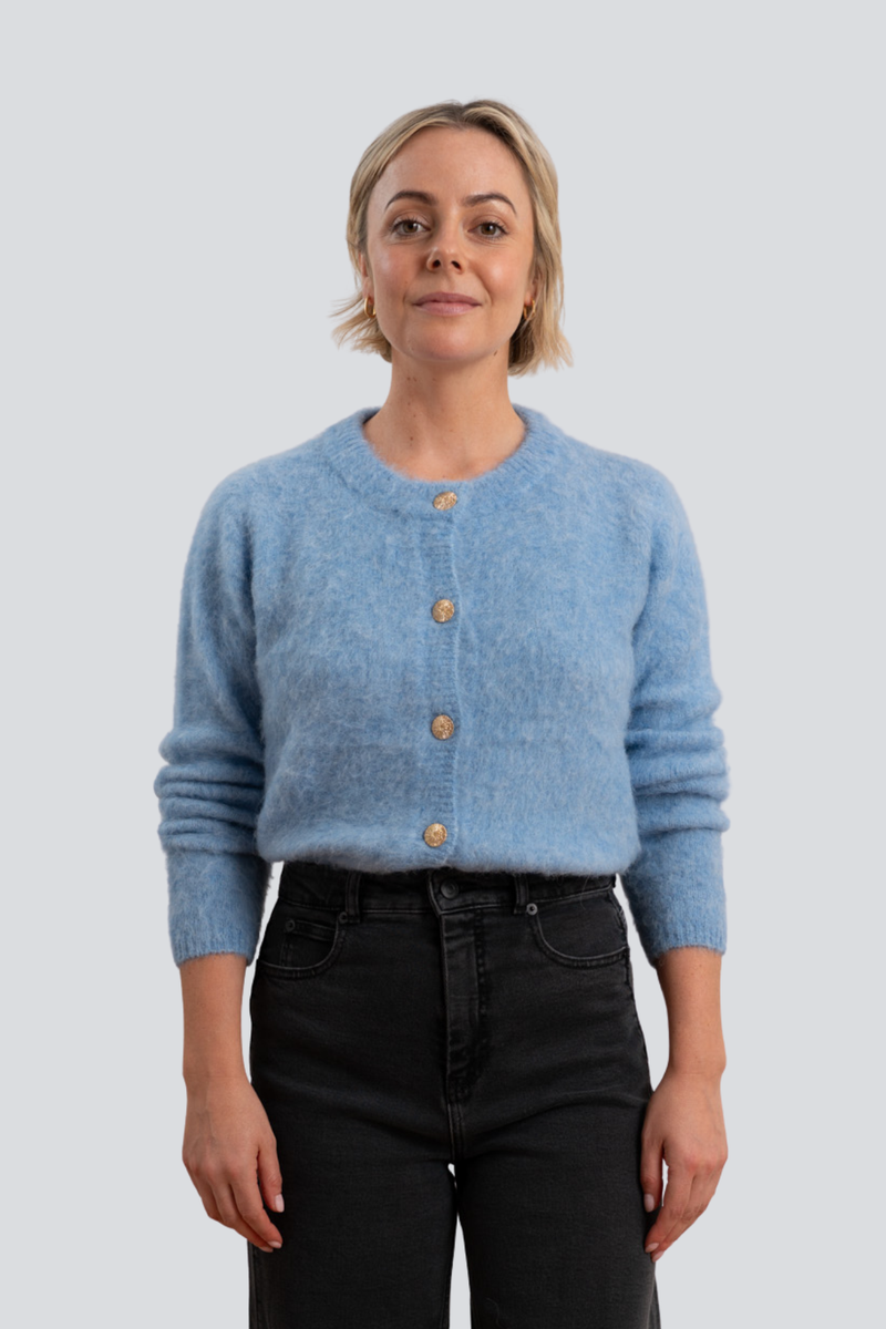 Blue Brushed Cardigan