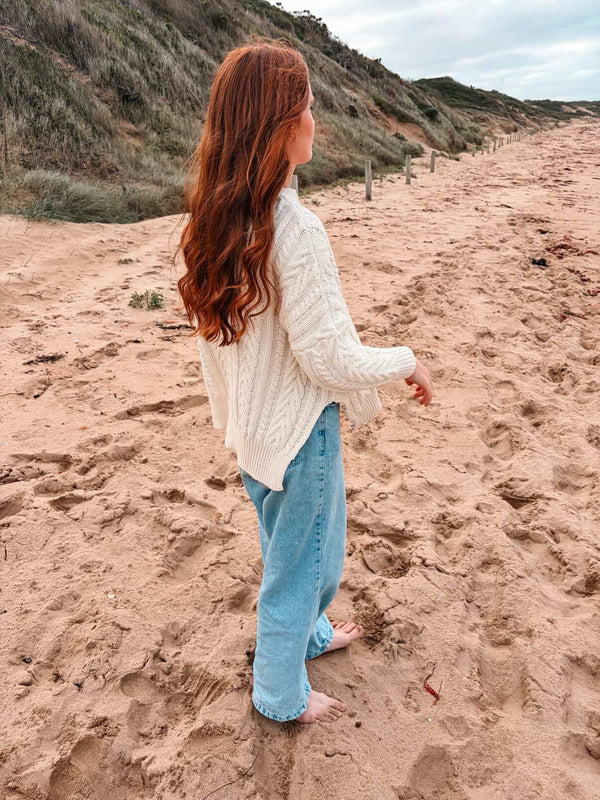 Ivory Soft Touch Cable Pullover