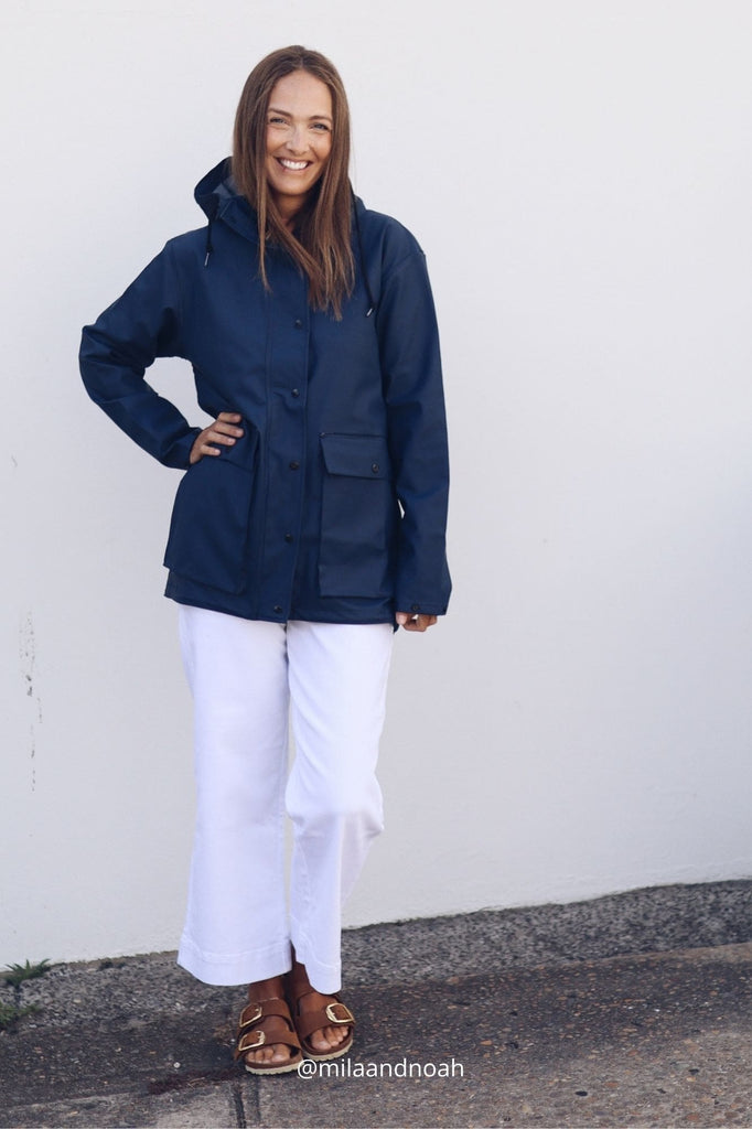 Bright Navy Raincoat