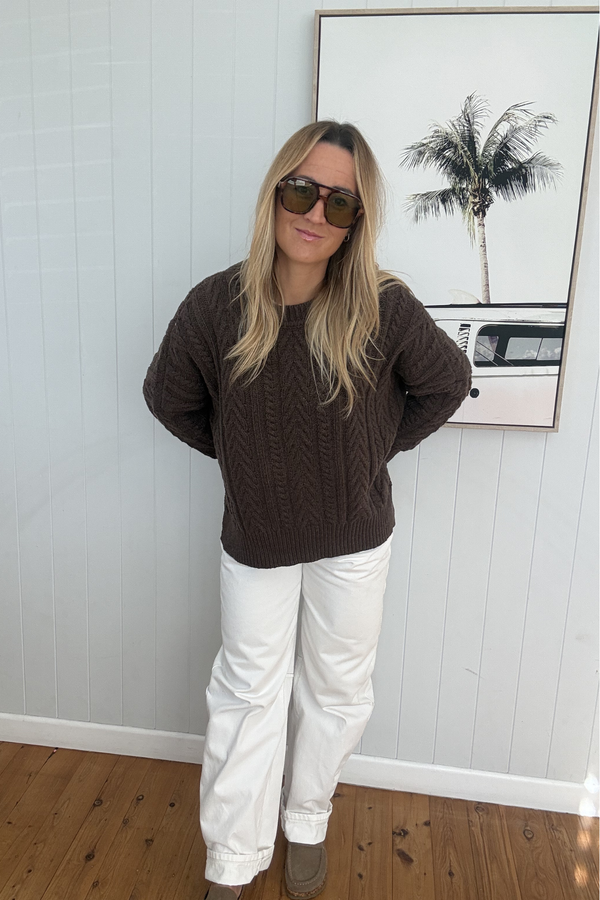 Chocolate Soft Touch Cable Pullover