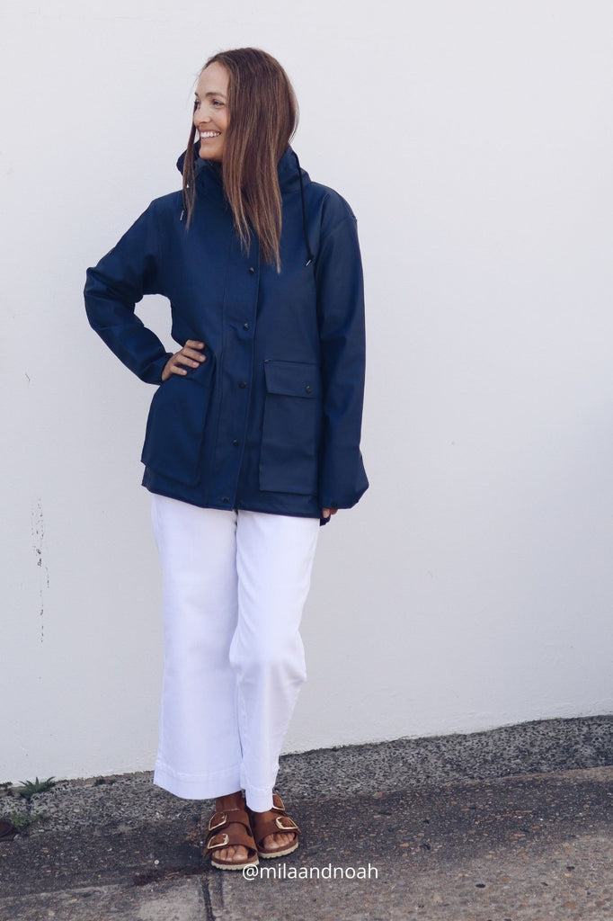 Bright Navy Raincoat