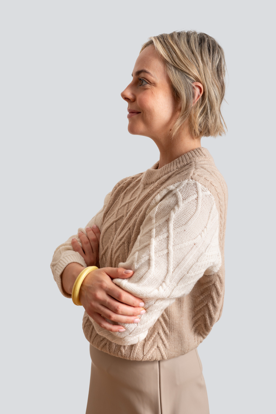 Pale Oat/Ivory Merino Autumn Pullover