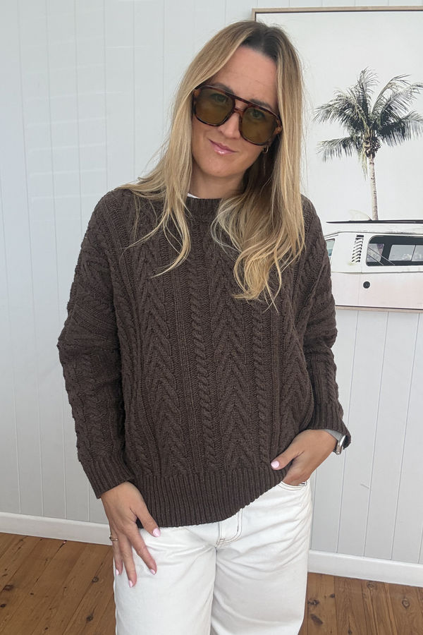Chocolate Soft Touch Cable Pullover