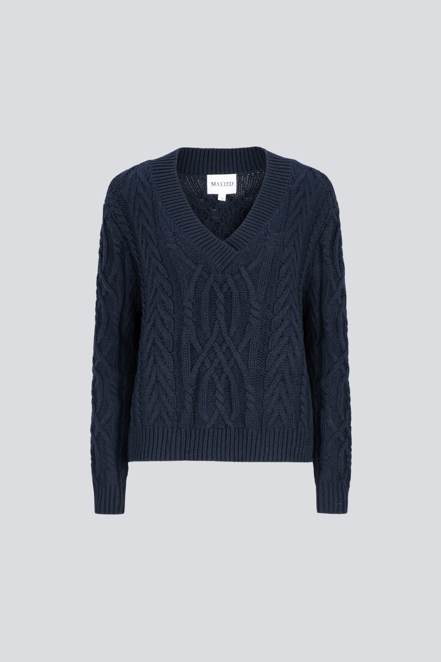 Navy V- Neck Cable
