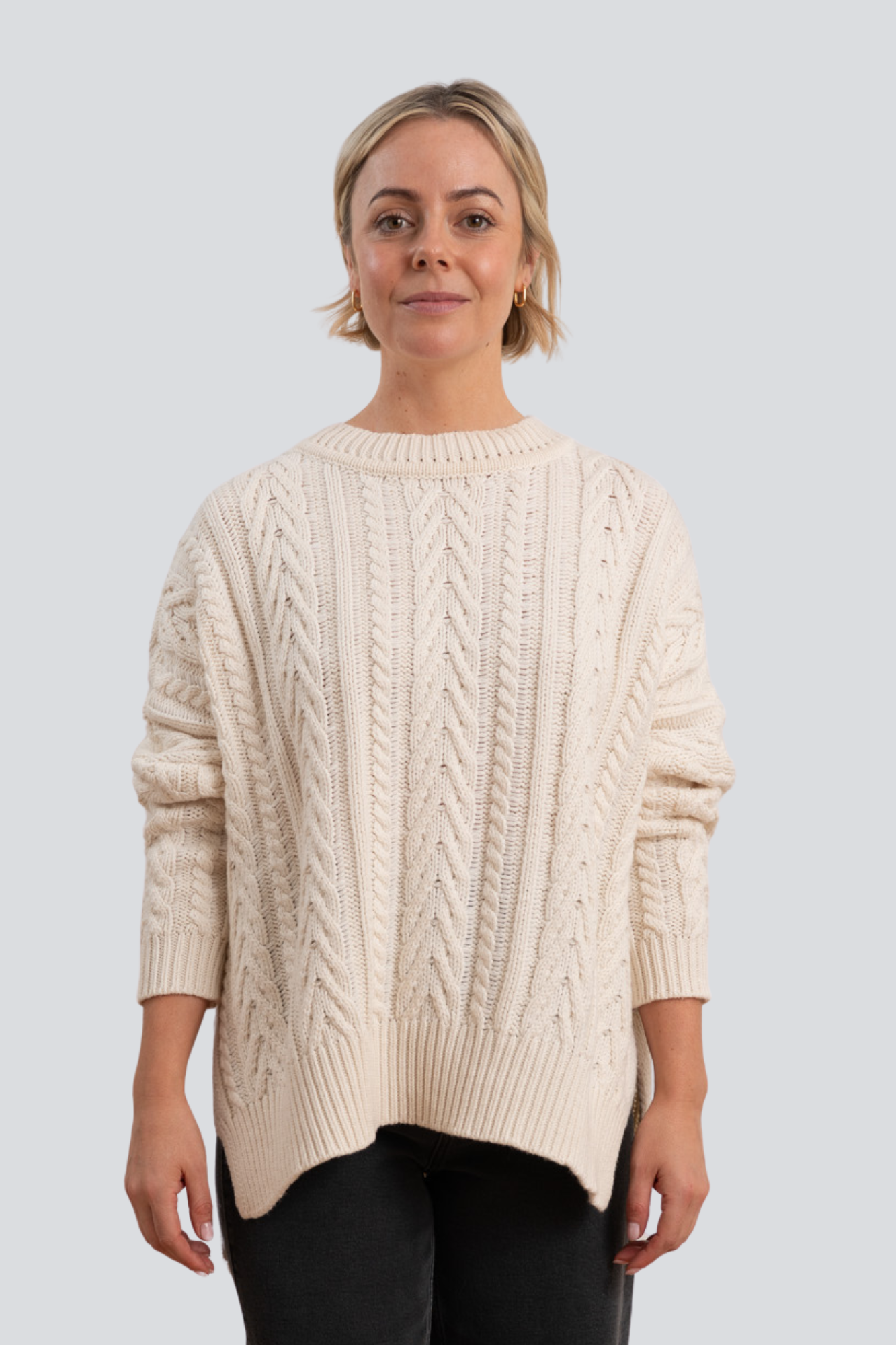 Ivory Soft Touch Cable Pullover