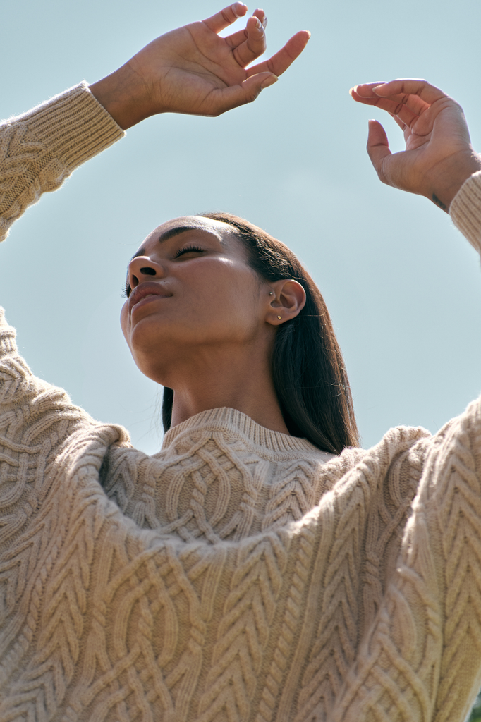 Merino Pale Oat Soft Touch Cable Pullover