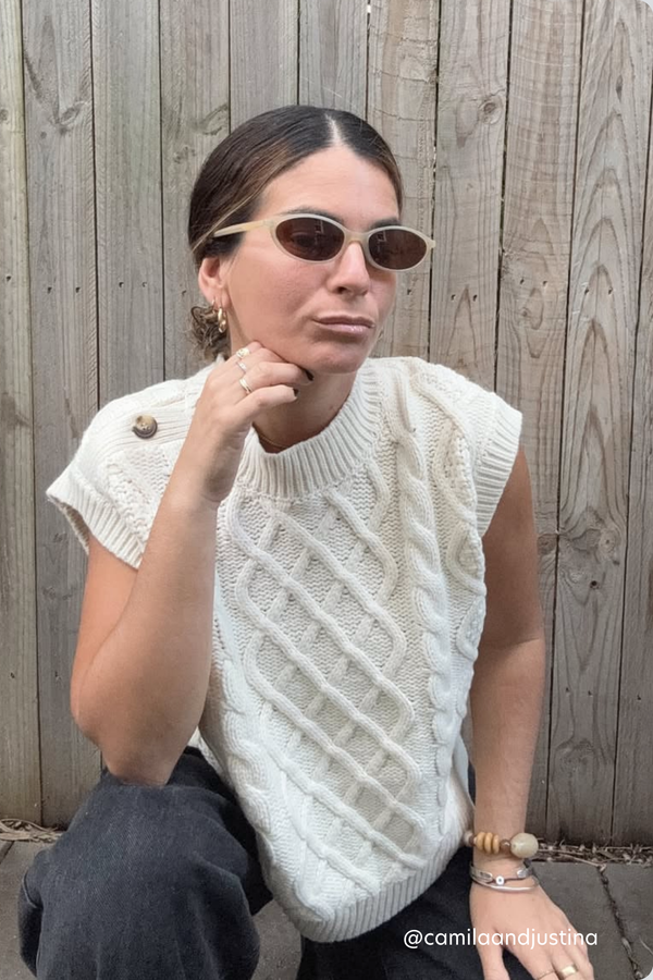 Ivory Cable Button Vest