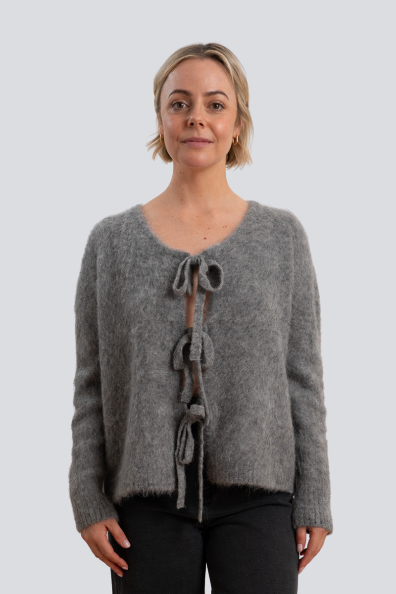 Charcoal Bow Cardigan