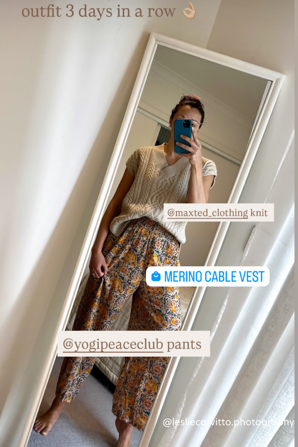 Pale Oat Merino Cable Vest