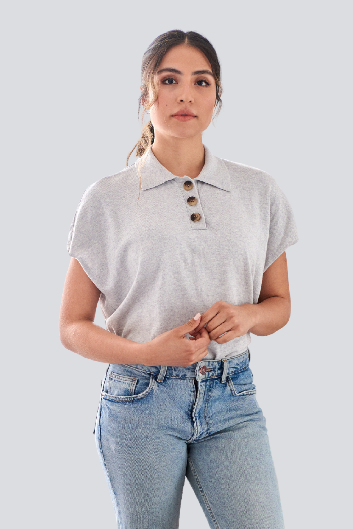 Light Grey Marle Polo T Shirt