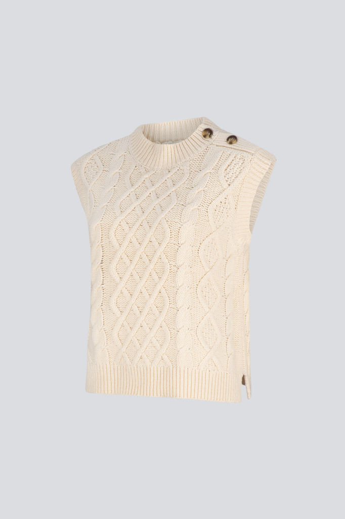 Ivory Cable Button Vest