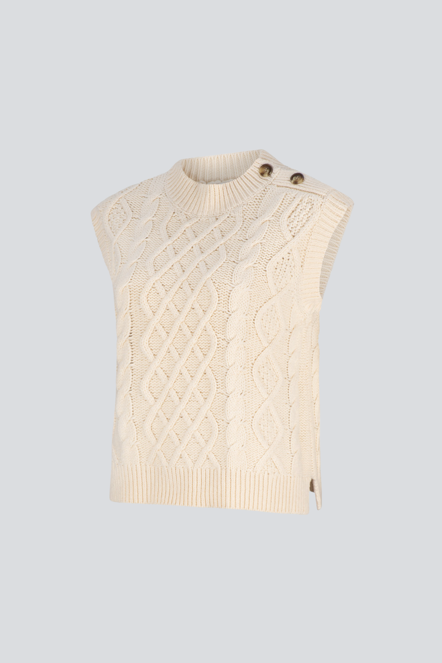 Ivory Cable Button Vest