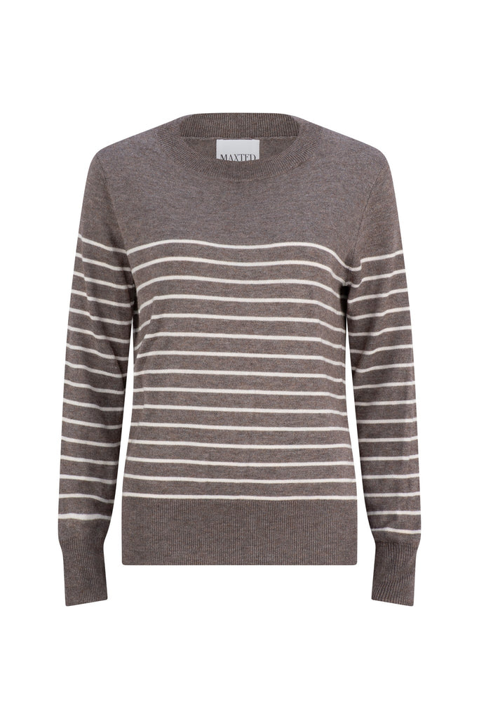 Toast/Oatmeal Stripe Fine Knit Pullover