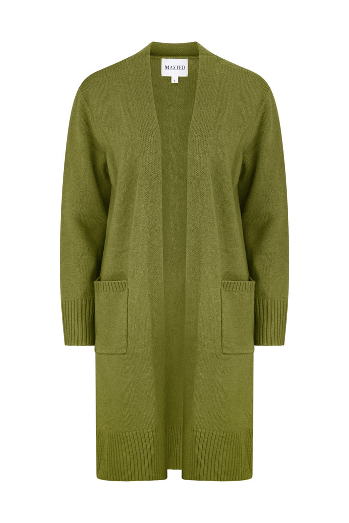 Pistachio Merino Long Line Cardigan