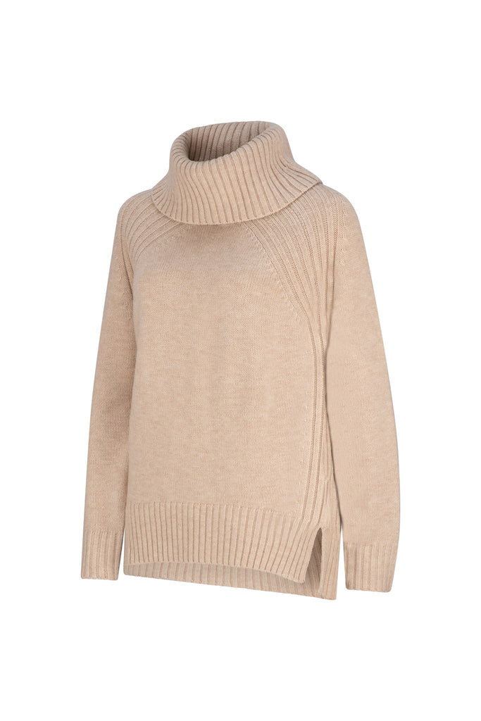 Pale Oat Merino Roll Neck