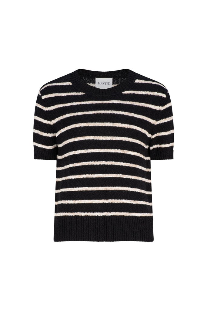 Black/Oat Stripe Knit Tee