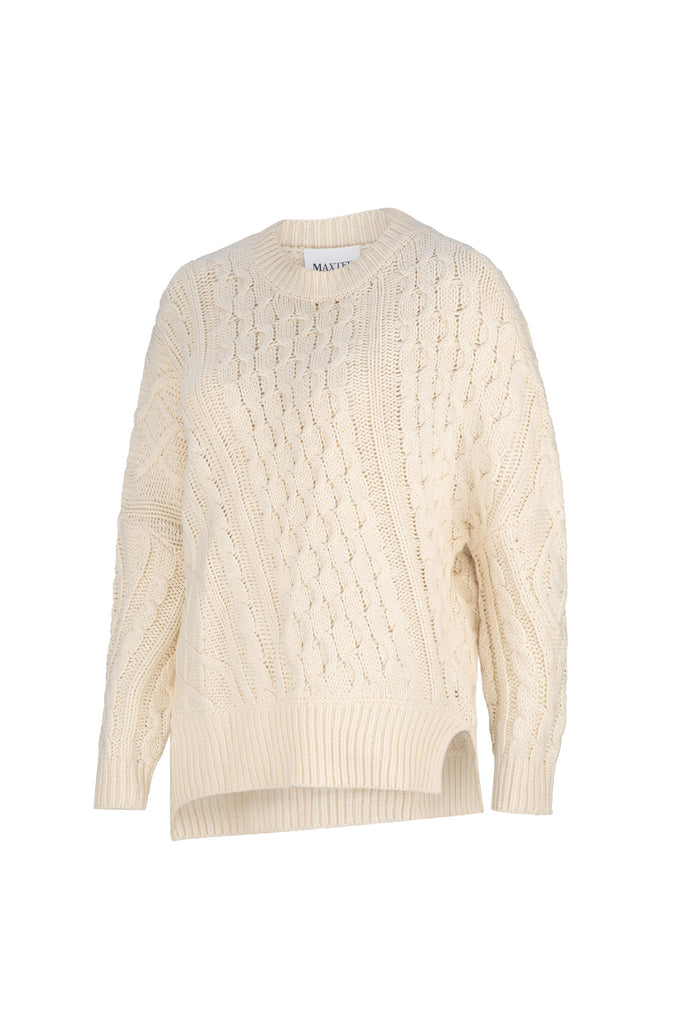 Ivory Patchwork Cable Pullover