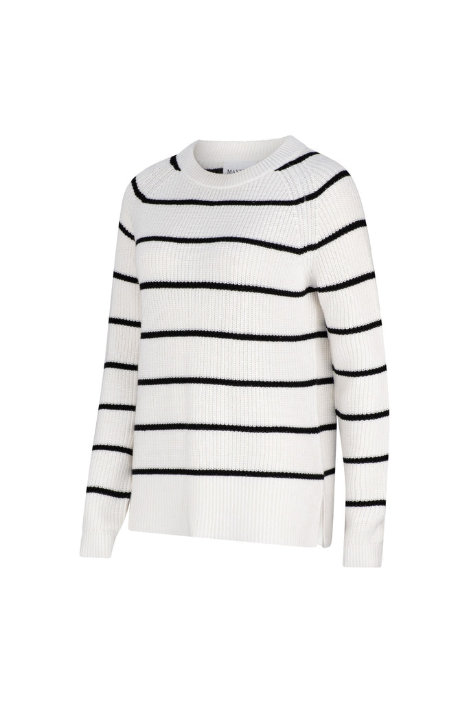 White/ Black Stripe Bell Pullover