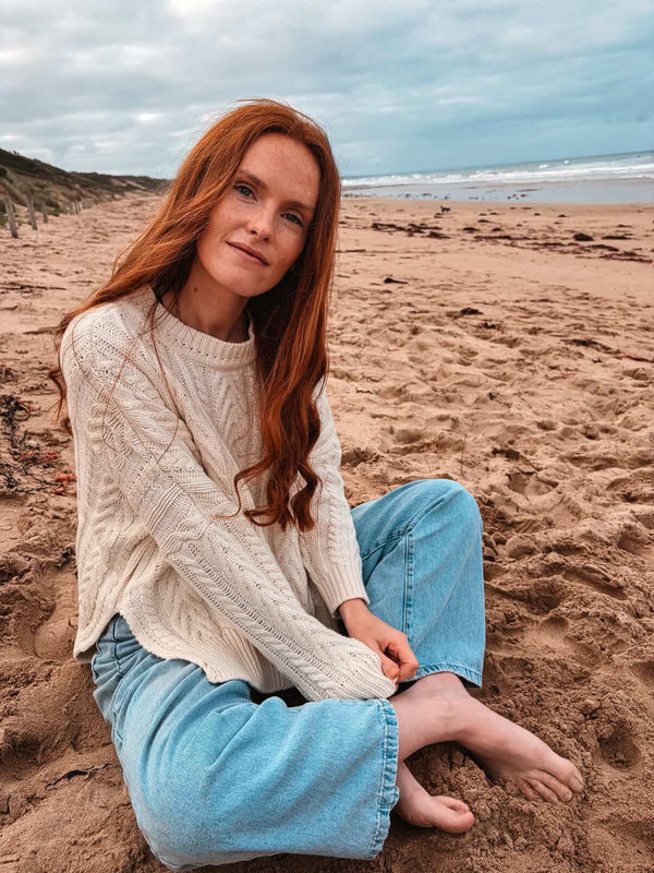 Ivory Soft Touch Cable Pullover