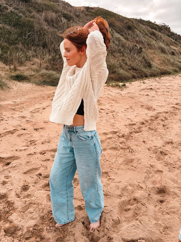 Ivory Soft Touch Cable Pullover