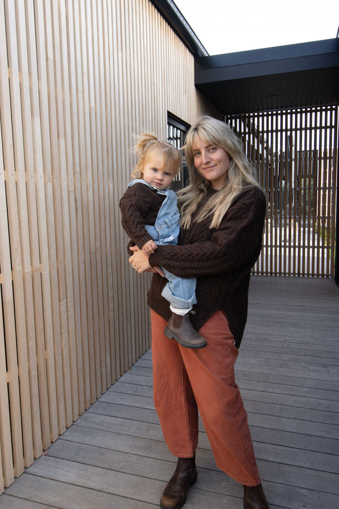 Chocolate Mini Cable Pullover