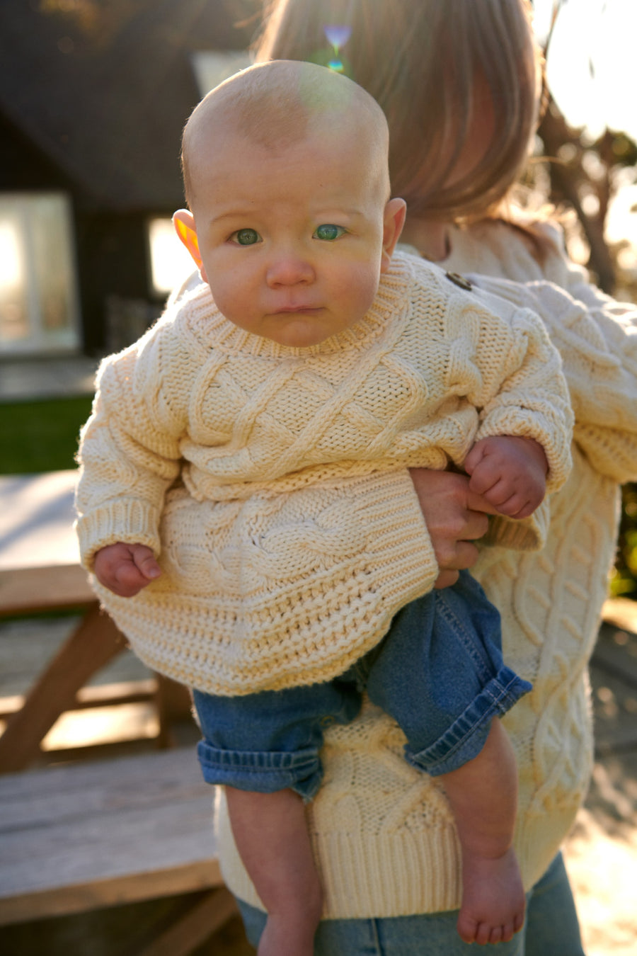 Ivory Mini Me Cable Button Pullover