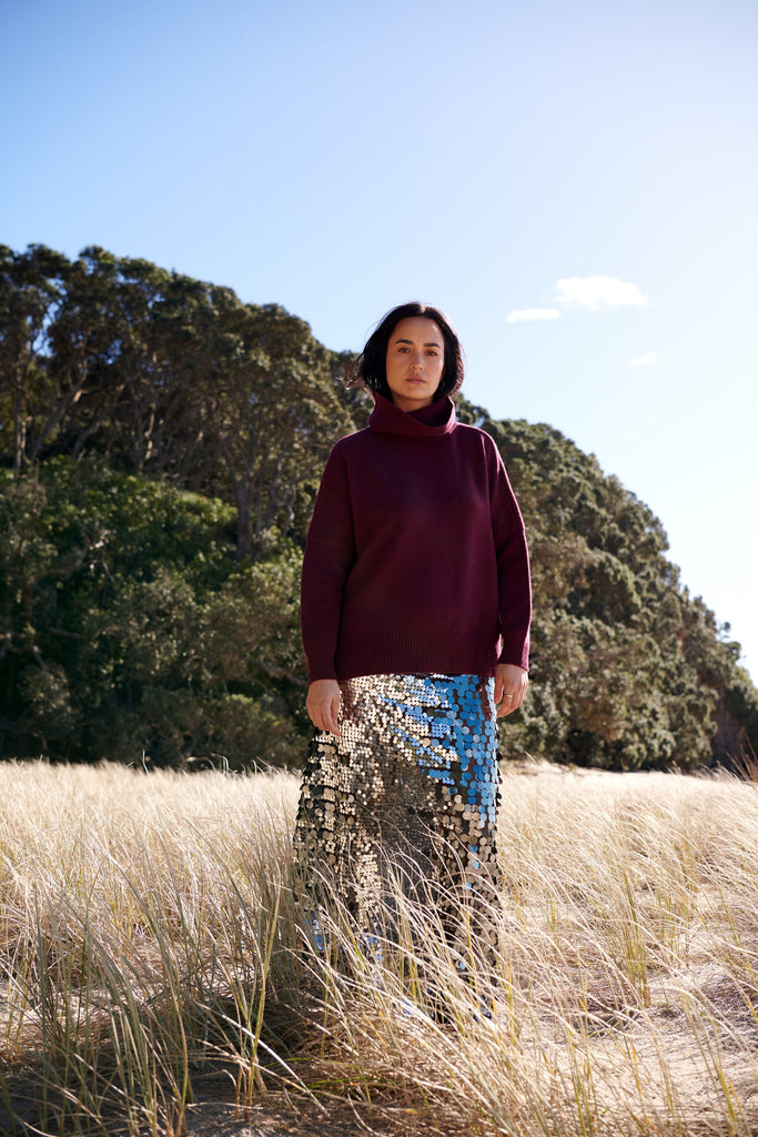 Merino Berry Andie Roll Neck