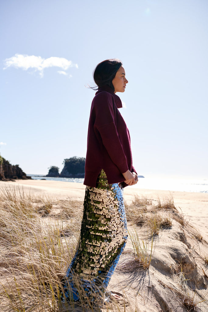 Merino Berry Andie Roll Neck