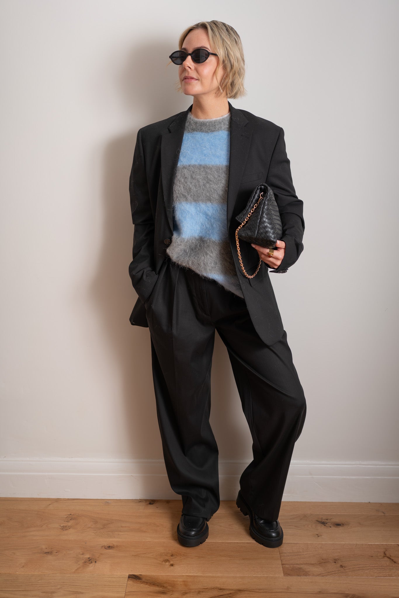 Charcoal/Blue Brushed Oversized pullover