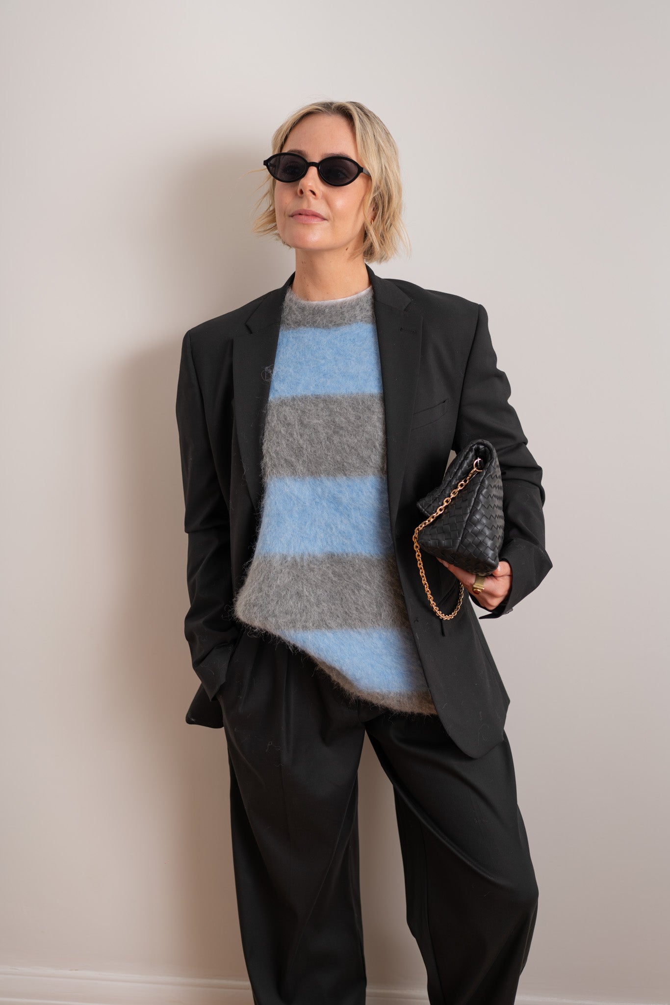 Charcoal/Blue Brushed Oversized pullover
