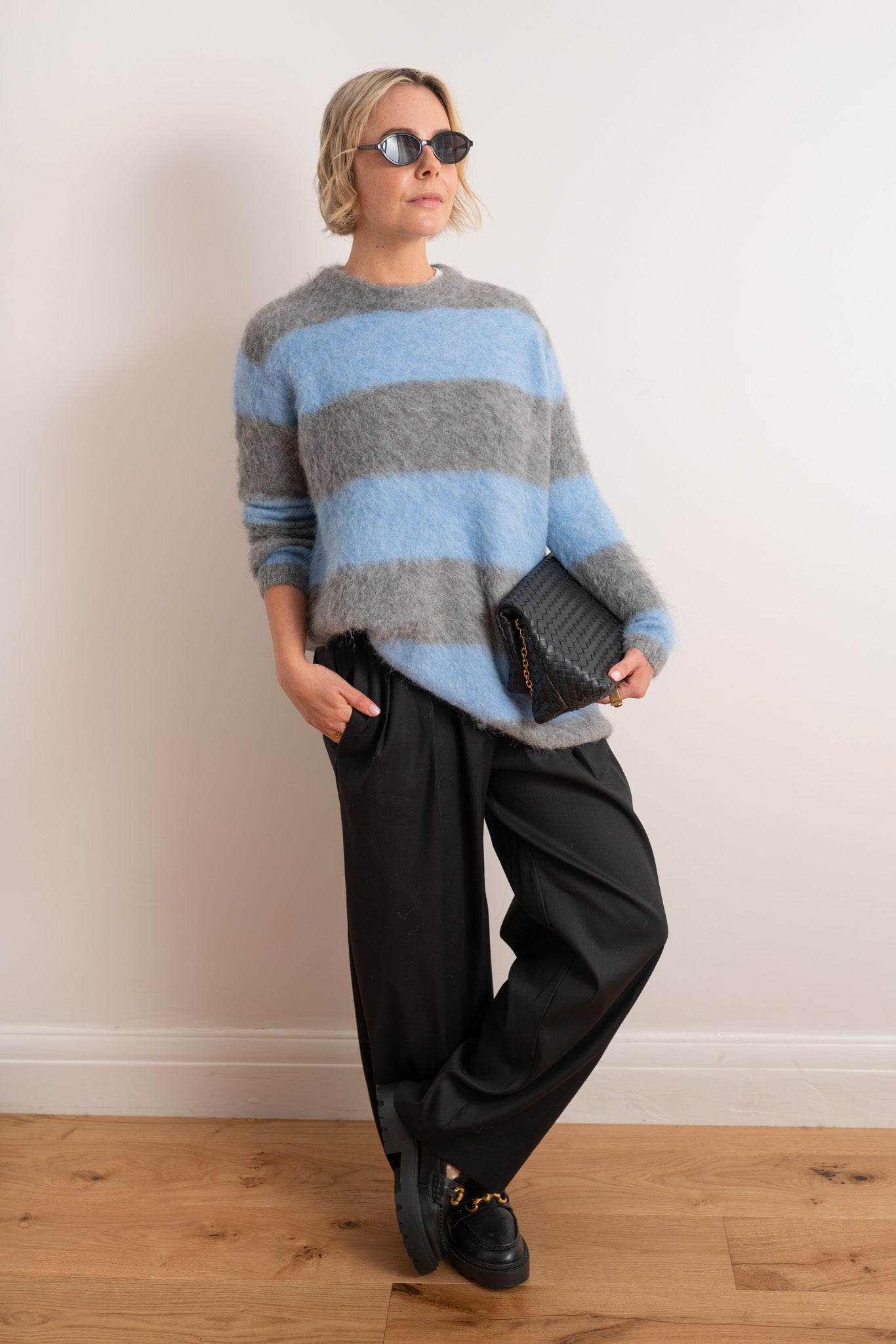 Charcoal/Blue Brushed Oversized pullover