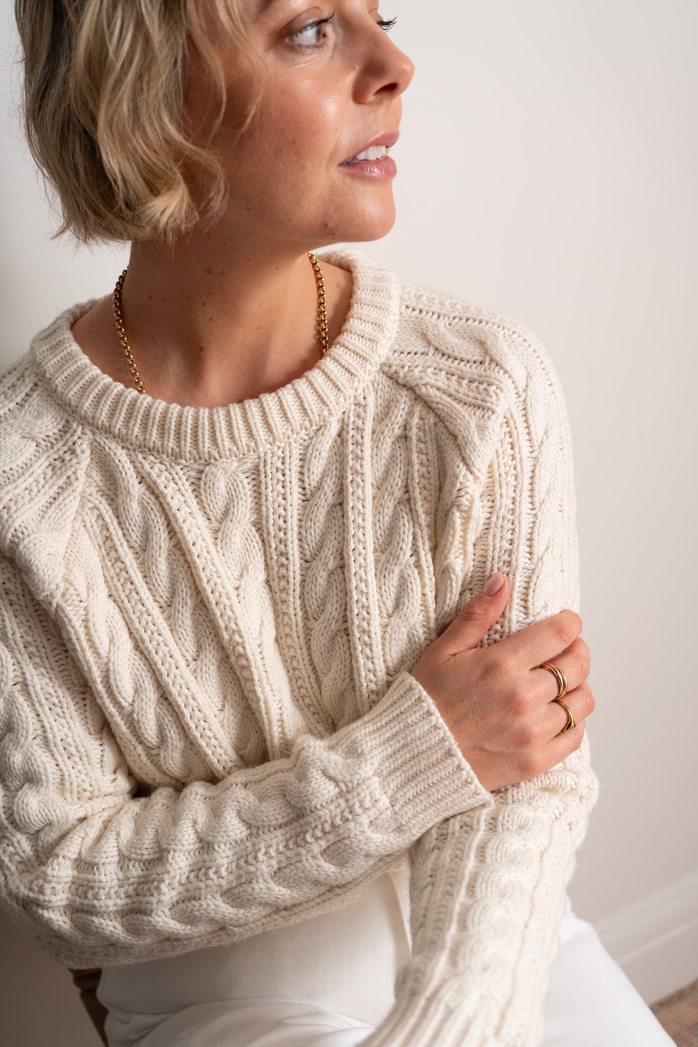 Ivory Chloe Cable Pullover