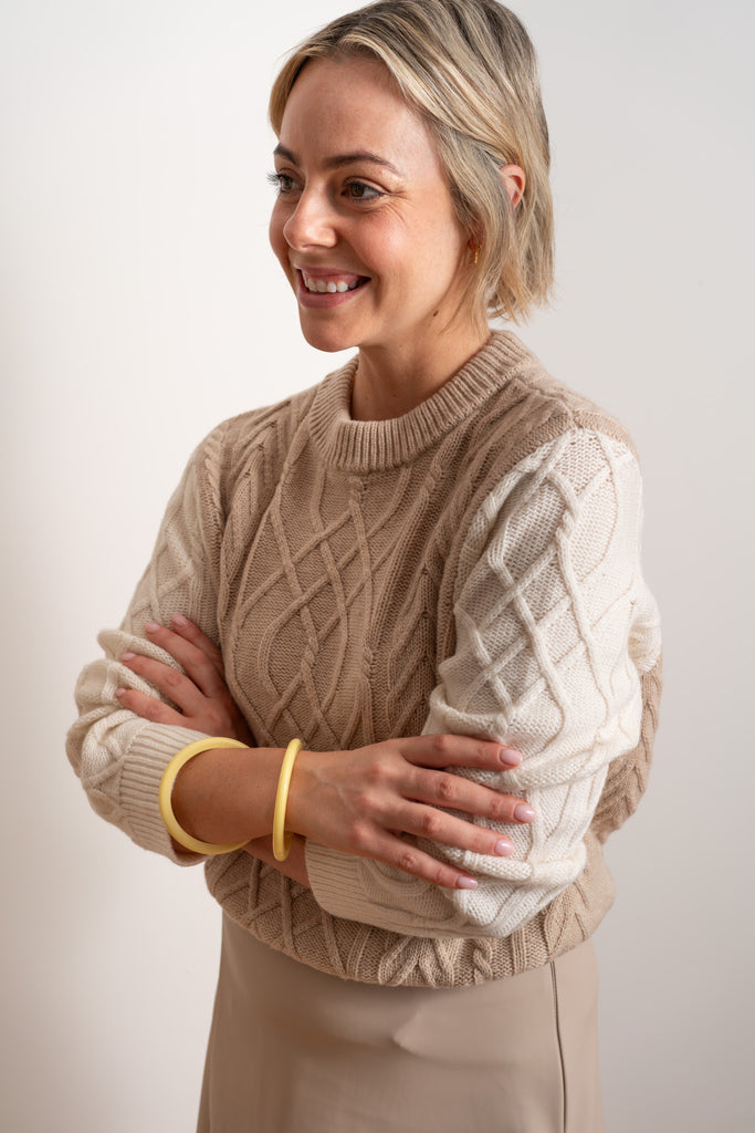 Pale Oat/Ivory Merino Autumn Pullover