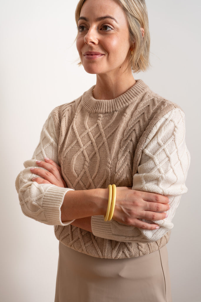 Pale Oat/Ivory Merino Autumn Pullover